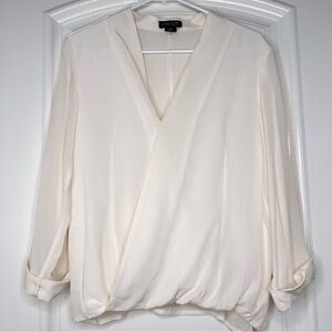 ASby DF 100% silk v neck wrap blouse S